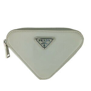 Prada Chain Leather Bag Logo Triangle White Shoulder